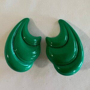 Vintage Retro 80s Style Green Lucite New Old Stock Costume Clip On Earrings